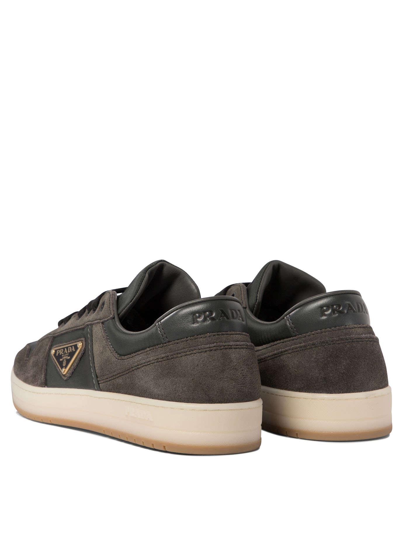 PRADA Downtown delavé suede and Re-Nylon sneakers